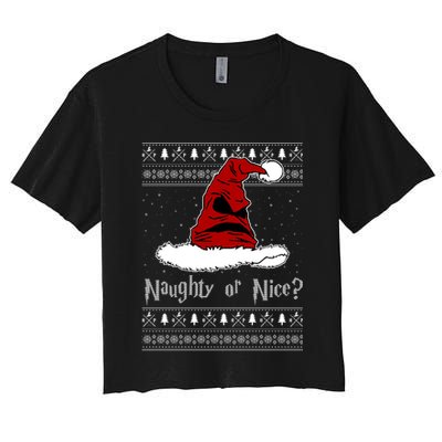 Naughty Or Nice? Sorting Santa Claus Ugly Christmas Sweater Crop Top