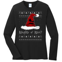 Naughty Or Nice? Sorting Santa Claus Ugly Christmas Sweater Ladies Long Sleeve Shirt