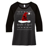 Naughty Or Nice? Sorting Santa Claus Ugly Christmas Sweater Women's Tri-Blend 3/4-Sleeve Raglan Shirt