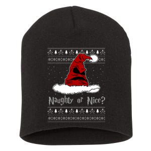 Naughty Or Nice? Sorting Santa Claus Ugly Christmas Sweater Short Acrylic Beanie