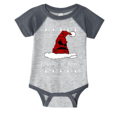 Naughty Or Nice? Sorting Santa Claus Ugly Christmas Sweater Infant Baby Jersey Bodysuit