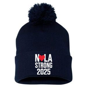 New Orleans Nola Strong Heart 2025 New Orleans Strong Pom Pom 12in Knit Beanie