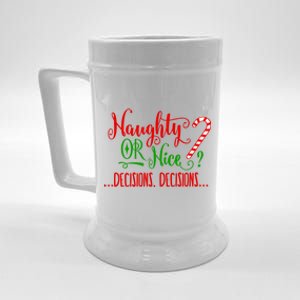 Naughty Or Nice Decisions Decisions Funny Christmas Xmas Meaningful Gift Beer Stein