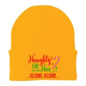 Naughty Or Nice Decisions Decisions Funny Christmas Xmas Gift Knit Cap Winter Beanie