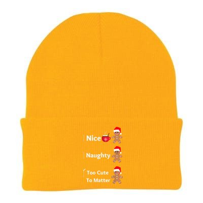 Naughty Or Nice Too Cute To Matter Christmas List Gift Knit Cap Winter Beanie