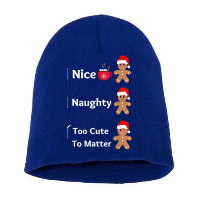 Naughty Or Nice Too Cute To Matter Christmas List Gift Short Acrylic Beanie