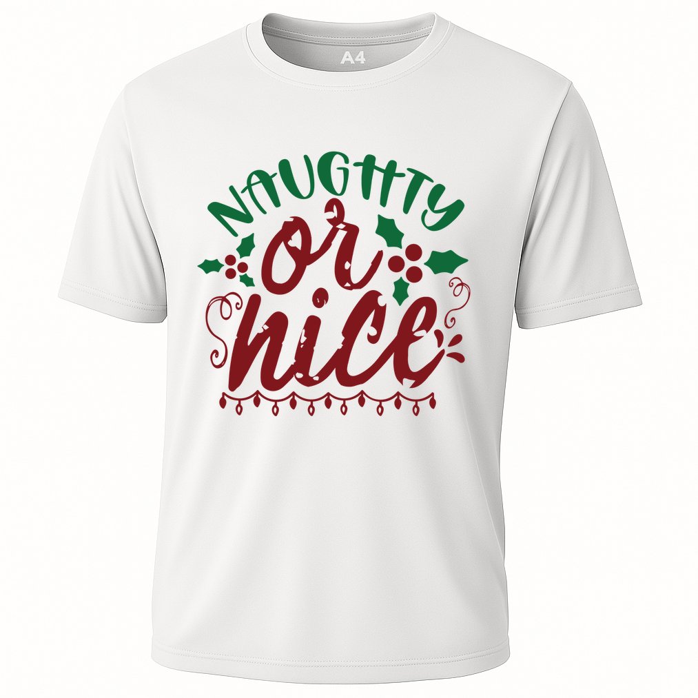 Naughty Or Nice Christmas Holiday Festive Cooling Performance Crew T-Shirt