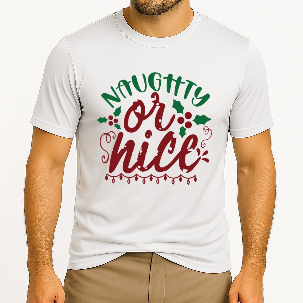 Naughty Or Nice Christmas Holiday Festive Cooling Performance Crew T-Shirt