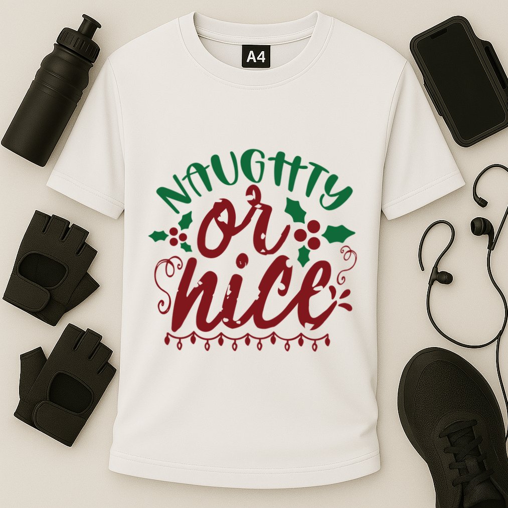 Naughty Or Nice Christmas Holiday Festive Cooling Performance Crew T-Shirt