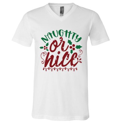 Naughty Or Nice Christmas Holiday Festive V-Neck T-Shirt