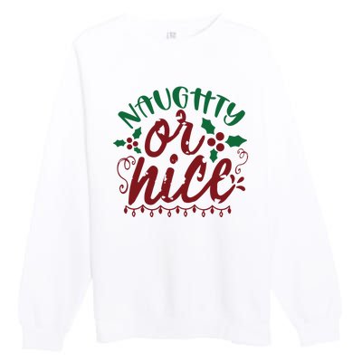 Naughty Or Nice Christmas Holiday Festive Premium Crewneck Sweatshirt