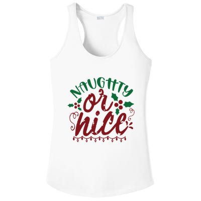 Naughty Or Nice Christmas Holiday Festive Ladies PosiCharge Competitor Racerback Tank