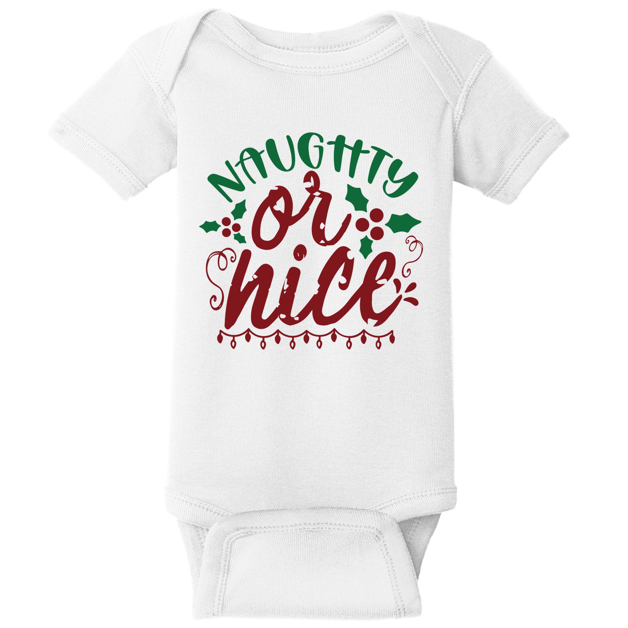 Naughty Or Nice Christmas Holiday Festive Baby Bodysuit