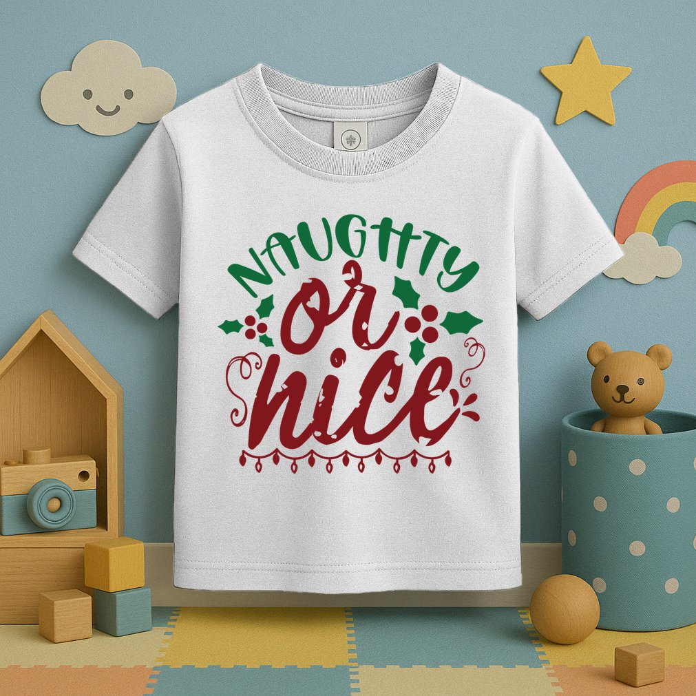 Naughty Or Nice Christmas Holiday Festive Toddler T-Shirt