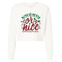 Naughty Or Nice Christmas Holiday Festive Cropped Pullover Crew