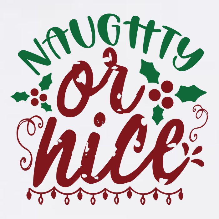 Naughty Or Nice Christmas Holiday Festive Cropped Pullover Crew