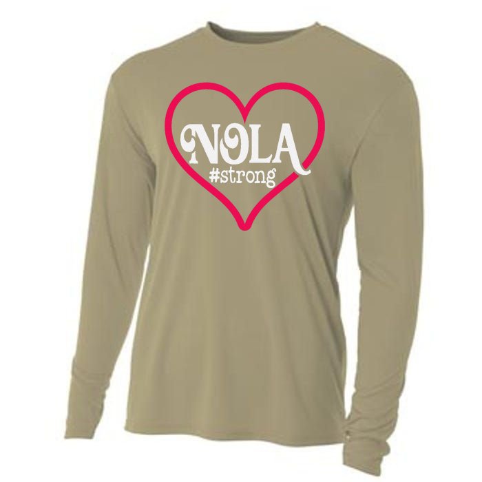 New Orleans Nola Strong Heartnew Orleans Strong Cooling Performance Long Sleeve Crew