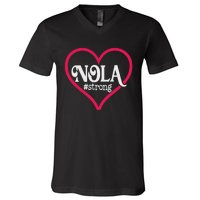 New Orleans Nola Strong Heart New Orleans Strong V-Neck T-Shirt