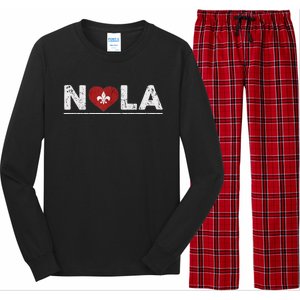 New Orleans Nola Strong Heart 2025 New Orleans Strong Long Sleeve Pajama Set