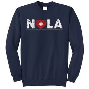 New Orleans Nola Strong Heart 2025 New Orleans Strong Tall Sweatshirt