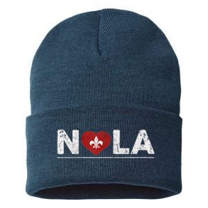 New Orleans Nola Strong Heart 2025 New Orleans Strong Sustainable Knit Beanie