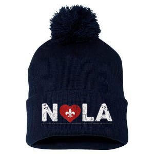 New Orleans Nola Strong Heart 2025 New Orleans Strong Pom Pom 12in Knit Beanie