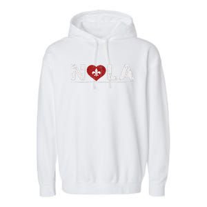 New Orleans Nola Strong Heart 2025 New Orleans Strong Garment-Dyed Fleece Hoodie