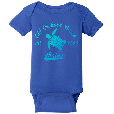 Nautical Old Orchard Beach Maine Sea Turtle Gift Baby Bodysuit