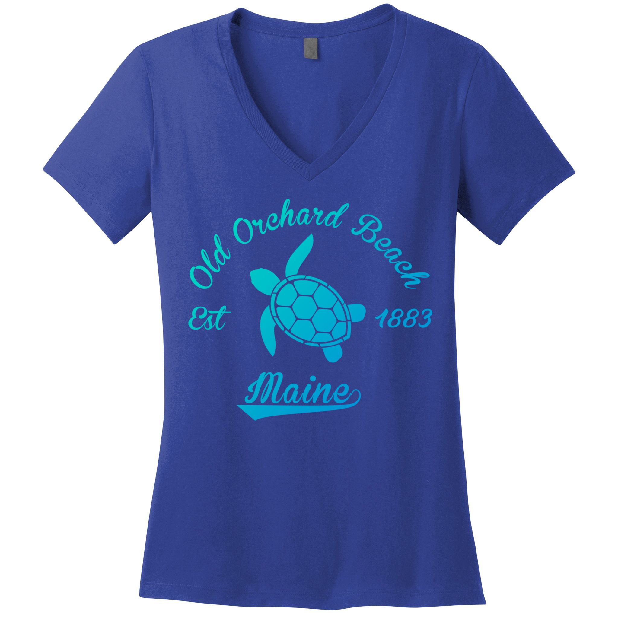 Nautical Old Orchard Beach Maine Sea Turtle Gift Women's V-Neck T-Shirt