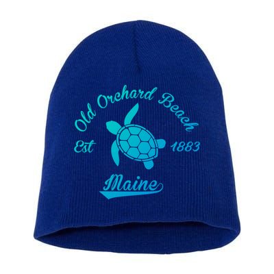 Nautical Old Orchard Beach Maine Sea Turtle Gift Short Acrylic Beanie