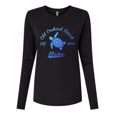 Nautical Old Orchard Beach Maine Sea Turtle Gift Womens Cotton Relaxed Long Sleeve T-Shirt