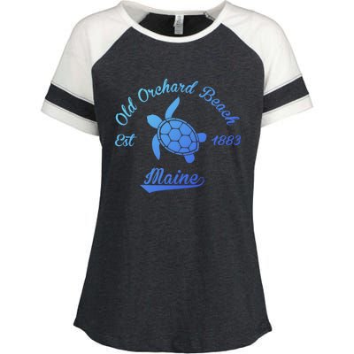 Nautical Old Orchard Beach Maine Sea Turtle Gift Enza Ladies Jersey Colorblock Tee