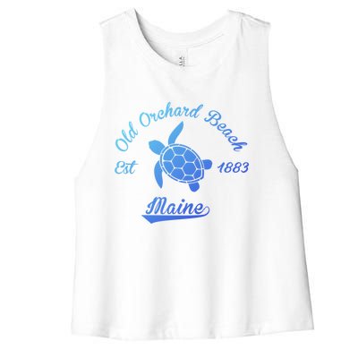 Nautical Old Orchard Beach Maine Sea Turtle Gift Women's Racerback Cropped Tank