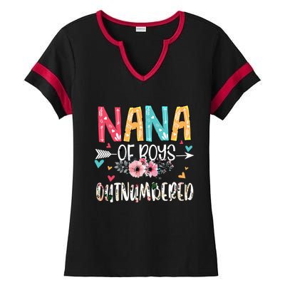 Nana Of Outnumbered Happy Mothers Day Proud Nana Gift Ladies Halftime Notch Neck Tee