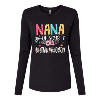 Nana Of Outnumbered Happy Mothers Day Proud Nana Gift Womens Cotton Relaxed Long Sleeve T-Shirt