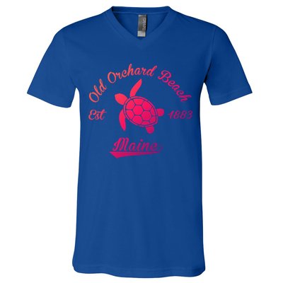 Nautical Old Orchard Beach Maine Sea Turtle Gift V-Neck T-Shirt
