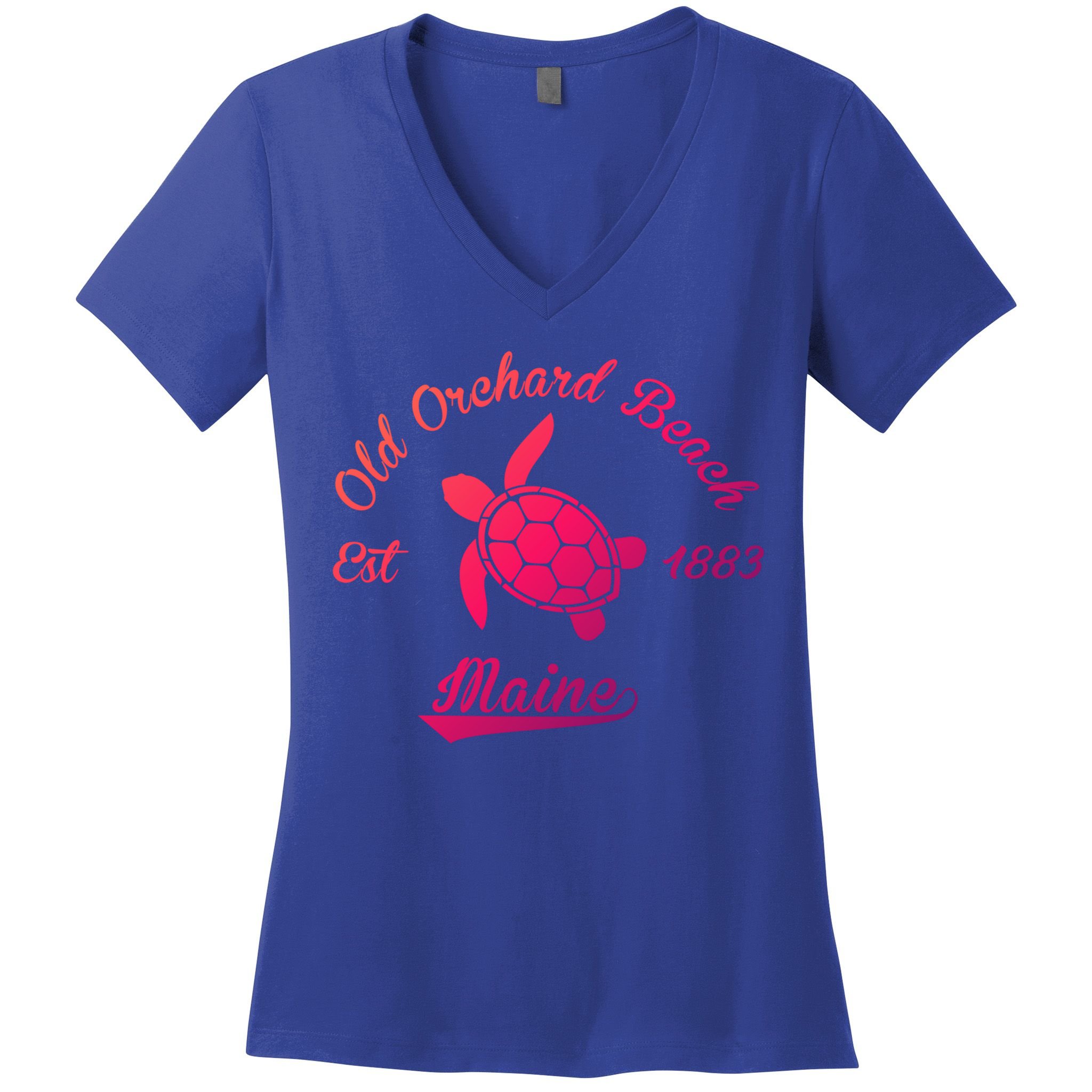 Nautical Old Orchard Beach Maine Sea Turtle Gift Women's V-Neck T-Shirt
