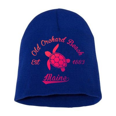 Nautical Old Orchard Beach Maine Sea Turtle Gift Short Acrylic Beanie
