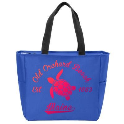 Nautical Old Orchard Beach Maine Sea Turtle Gift Zip Tote Bag