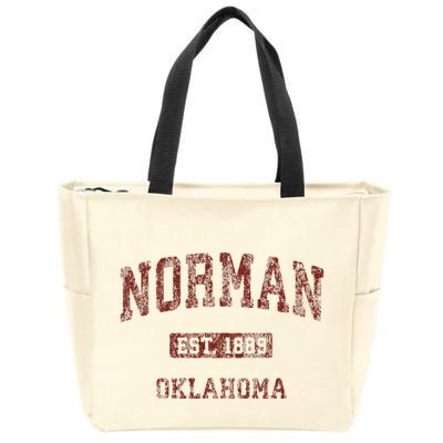 Norman Oklahoma Ok Vintage Athletic Sports Design Zip Tote Bag