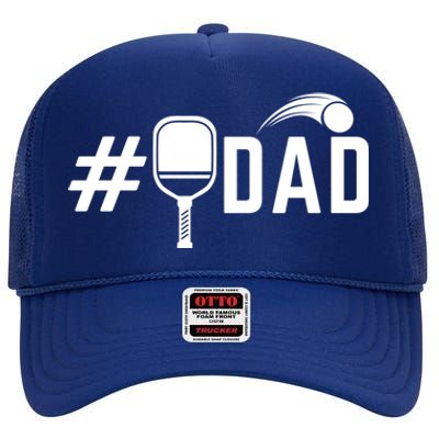 Number One Pickleball Dad Funny Fathers Day Pickleball Lover Gift High Crown Mesh Back Trucker Hat