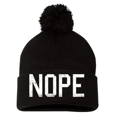 NOPE Funny Meme Pom Pom 12in Knit Beanie