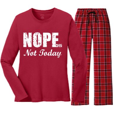 Nope Not Today Women's Long Sleeve Flannel Pajama Set 