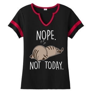 Nope Not Today Funny Lazy Cat Ladies Halftime Notch Neck Tee