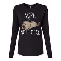 Nope Not Today Funny Lazy Cat Womens Cotton Relaxed Long Sleeve T-Shirt