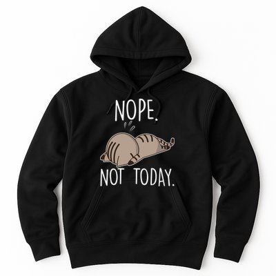 Nope Not Today Funny Lazy Cat Hoodie