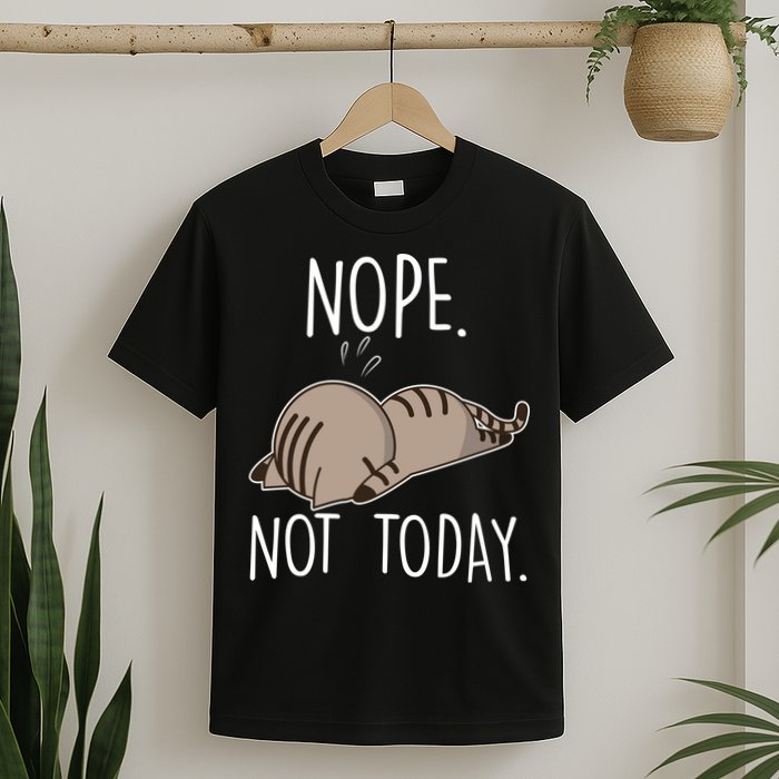 Nope Not Today Funny Lazy Cat T-Shirt