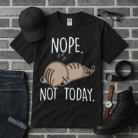 Nope Not Today Funny Lazy Cat Tall T-Shirt