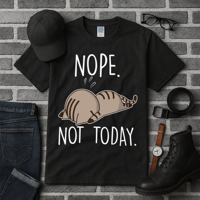 Nope Not Today Funny Lazy Cat Tall T-Shirt