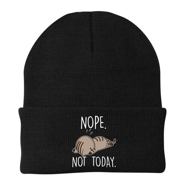 Nope Not Today Funny Lazy Cat Beanie